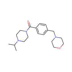 CC(C)N1CCN(C(=O)c2ccc(CN3CCOCC3)cc2)CC1 ZINC000075502860