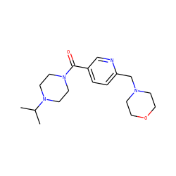 CC(C)N1CCN(C(=O)c2ccc(CN3CCOCC3)nc2)CC1 ZINC000035876045