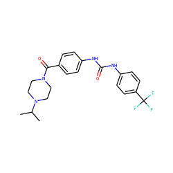 CC(C)N1CCN(C(=O)c2ccc(NC(=O)Nc3ccc(C(F)(F)F)cc3)cc2)CC1 ZINC000043193893