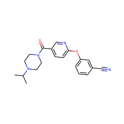 CC(C)N1CCN(C(=O)c2ccc(Oc3cccc(C#N)c3)nc2)CC1 ZINC000053296033