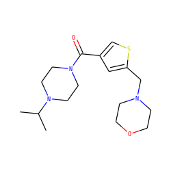 CC(C)N1CCN(C(=O)c2csc(CN3CCOCC3)c2)CC1 ZINC000034658998