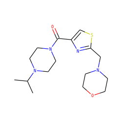 CC(C)N1CCN(C(=O)c2csc(CN3CCOCC3)n2)CC1 ZINC000071295791
