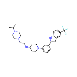 CC(C)N1CCN(CCNC2CCN(c3cccc(-c4cc5cc(C(F)(F)F)ccc5[nH]4)c3)CC2)CC1 ZINC000618009144