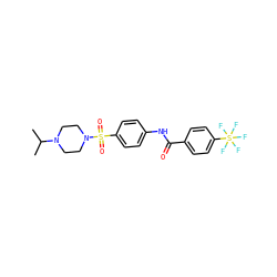 CC(C)N1CCN(S(=O)(=O)c2ccc(NC(=O)c3ccc(S(F)(F)(F)(F)F)cc3)cc2)CC1 ZINC000473114100