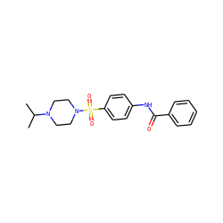 CC(C)N1CCN(S(=O)(=O)c2ccc(NC(=O)c3ccccc3)cc2)CC1 ZINC000473111274