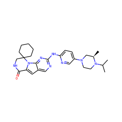 CC(C)N1CCN(c2ccc(Nc3ncc4cc5n(c4n3)C3(CCCCC3)CNC5=O)nc2)C[C@H]1C ZINC000219201239