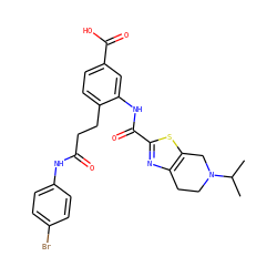 CC(C)N1CCc2nc(C(=O)Nc3cc(C(=O)O)ccc3CCC(=O)Nc3ccc(Br)cc3)sc2C1 ZINC000073166338