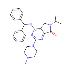 CC(C)N1Cc2c(NC(c3ccccc3)c3ccccc3)nc(N3CCN(C)CC3)nc2C1=O ZINC000084634511