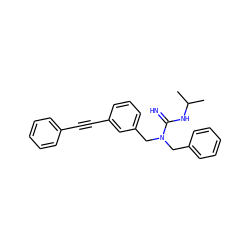 CC(C)NC(=N)N(Cc1ccccc1)Cc1cccc(C#Cc2ccccc2)c1 ZINC000066076554
