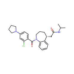 CC(C)NC(=O)C[C@H]1CCCN(C(=O)c2ccc(N3CCCC3)cc2Cl)c2ccccc21 ZINC000003828536