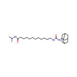 CC(C)NC(=O)CCCCCCCCCCCNC(=O)NC12CC3CC(CC(C3)C1)C2 ZINC000028641496