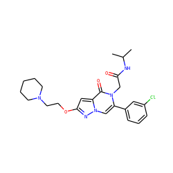 CC(C)NC(=O)Cn1c(-c2cccc(Cl)c2)cn2nc(OCCN3CCCCC3)cc2c1=O ZINC000058592118