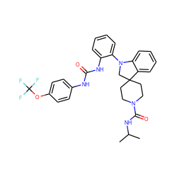 CC(C)NC(=O)N1CCC2(CC1)CN(c1ccccc1NC(=O)Nc1ccc(OC(F)(F)F)cc1)c1ccccc12 ZINC000103233583