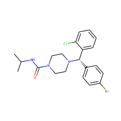 CC(C)NC(=O)N1CCN([C@@H](c2ccc(Br)cc2)c2ccccc2Cl)CC1 ZINC000040892195