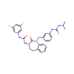 CC(C)NC(=O)Nc1cccc(CN2C(=O)[C@@H](NC(=O)Nc3cc(F)cc(F)c3)CCc3ccccc32)c1 ZINC000013798925