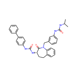 CC(C)NC(=O)Nc1cccc(CN2C(=O)[C@@H](NC(=O)Nc3ccc(-c4ccccc4)cc3)CCc3ccccc32)c1 ZINC000026579501