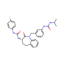 CC(C)NC(=O)Nc1cccc(CN2C(=O)[C@@H](NC(=O)Nc3ccc(F)cc3)CCc3ccccc32)c1 ZINC000013798866