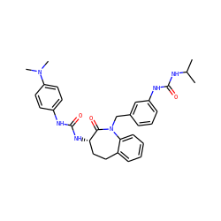 CC(C)NC(=O)Nc1cccc(CN2C(=O)[C@@H](NC(=O)Nc3ccc(N(C)C)cc3)CCc3ccccc32)c1 ZINC000013798879