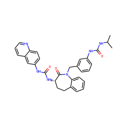 CC(C)NC(=O)Nc1cccc(CN2C(=O)[C@@H](NC(=O)Nc3ccc4ncccc4c3)CCc3ccccc32)c1 ZINC000026577281