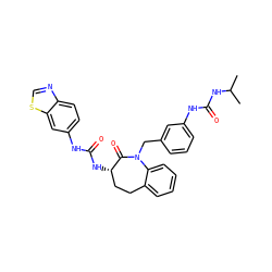 CC(C)NC(=O)Nc1cccc(CN2C(=O)[C@@H](NC(=O)Nc3ccc4ncsc4c3)CCc3ccccc32)c1 ZINC000001488941