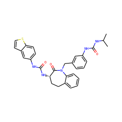 CC(C)NC(=O)Nc1cccc(CN2C(=O)[C@@H](NC(=O)Nc3ccc4sccc4c3)CCc3ccccc32)c1 ZINC000026578387