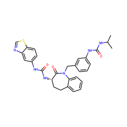 CC(C)NC(=O)Nc1cccc(CN2C(=O)[C@@H](NC(=O)Nc3ccc4scnc4c3)CCc3ccccc32)c1 ZINC000026576910