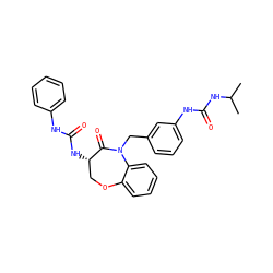 CC(C)NC(=O)Nc1cccc(CN2C(=O)[C@@H](NC(=O)Nc3ccccc3)COc3ccccc32)c1 ZINC000013798958