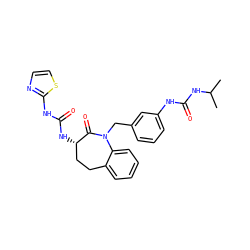 CC(C)NC(=O)Nc1cccc(CN2C(=O)[C@@H](NC(=O)Nc3nccs3)CCc3ccccc32)c1 ZINC000013798818