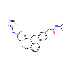 CC(C)NC(=O)Nc1cccc(CN2C(=O)[C@@H](NC(=O)Nc3nncs3)CCc3ccccc32)c1 ZINC000013798825