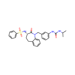 CC(C)NC(=O)Nc1cccc(CN2C(=O)[C@@H](NS(=O)(=O)c3ccccc3)CCc3ccccc32)c1 ZINC000013798740