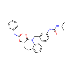 CC(C)NC(=O)Nc1cccc(CN2C(=O)[C@@H](OC(=O)Nc3ccccc3)CCc3ccccc32)c1 ZINC000013798757