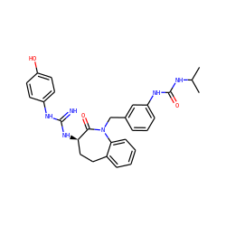 CC(C)NC(=O)Nc1cccc(CN2C(=O)[C@H](NC(=N)Nc3ccc(O)cc3)CCc3ccccc32)c1 ZINC000003829014