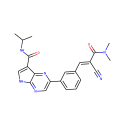 CC(C)NC(=O)c1c[nH]c2ncc(-c3cccc(/C=C(\C#N)C(=O)N(C)C)c3)nc12 ZINC000148980101