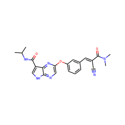CC(C)NC(=O)c1c[nH]c2ncc(Oc3cccc(/C=C(\C#N)C(=O)N(C)C)c3)nc12 ZINC000148992397