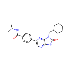 CC(C)NC(=O)c1ccc(-c2cnc3[nH]c(=O)n(CC4CCCCC4)c3n2)cc1 ZINC000073198288