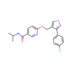 CC(C)NC(=O)c1ccc(OCc2conc2-c2ccc(Cl)cc2)nc1 ZINC000142698777