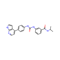 CC(C)NC(=O)c1cccc(NC(=O)Nc2ccc(-c3ccnc4[nH]ccc34)cc2)c1 ZINC000073276975