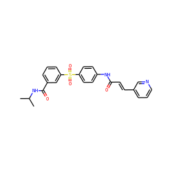 CC(C)NC(=O)c1cccc(S(=O)(=O)c2ccc(NC(=O)/C=C/c3cccnc3)cc2)c1 ZINC000142160758