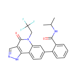 CC(C)NC(=O)c1ccccc1-c1ccc2c3[nH]ncc3c(=O)n(CC(F)(F)F)c2c1 ZINC000205938989