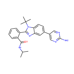 CC(C)NC(=O)c1ccccc1-c1nc2cc(-c3cnc(N)nc3)ccc2n1C(C)(C)C ZINC000146171900