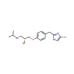 CC(C)NC[C@@H](O)COc1ccc(Cc2nc(Br)c[nH]2)cc1 ZINC000026019678