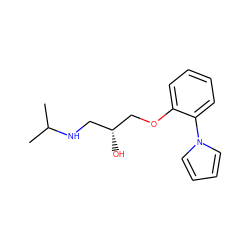 CC(C)NC[C@@H](O)COc1ccccc1-n1cccc1 ZINC000000002322