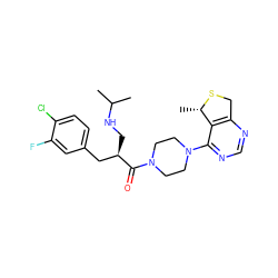 CC(C)NC[C@H](Cc1ccc(Cl)c(F)c1)C(=O)N1CCN(c2ncnc3c2[C@H](C)SC3)CC1 ZINC000066259272