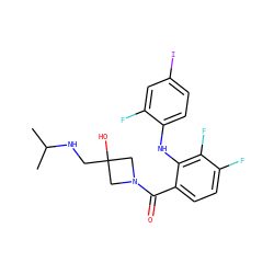 CC(C)NCC1(O)CN(C(=O)c2ccc(F)c(F)c2Nc2ccc(I)cc2F)C1 ZINC000060325879