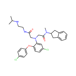 CC(C)NCCNC(=O)CN(CC(=O)N(C)C1Cc2ccccc2C1)c1cc(Cl)ccc1Oc1ccc(Cl)cc1 ZINC000299827139