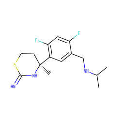 CC(C)NCc1cc([C@]2(C)CCSC(=N)N2)c(F)cc1F ZINC001772583521