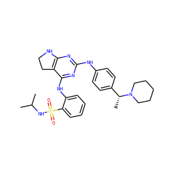 CC(C)NS(=O)(=O)c1ccccc1Nc1nc(Nc2ccc([C@@H](C)N3CCCCC3)cc2)nc2c1CCN2 ZINC000221676337