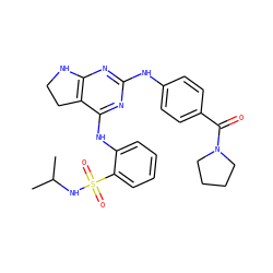 CC(C)NS(=O)(=O)c1ccccc1Nc1nc(Nc2ccc(C(=O)N3CCCC3)cc2)nc2c1CCN2 ZINC000221665566
