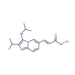 CC(C)Nc1c(C(C)C)nc2ccc(/C=C/C(=O)NO)cn12 ZINC000136784101