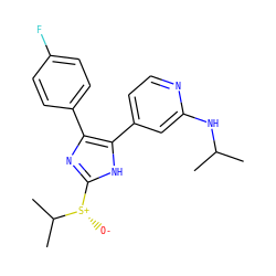 CC(C)Nc1cc(-c2[nH]c([S@+]([O-])C(C)C)nc2-c2ccc(F)cc2)ccn1 ZINC000071297096